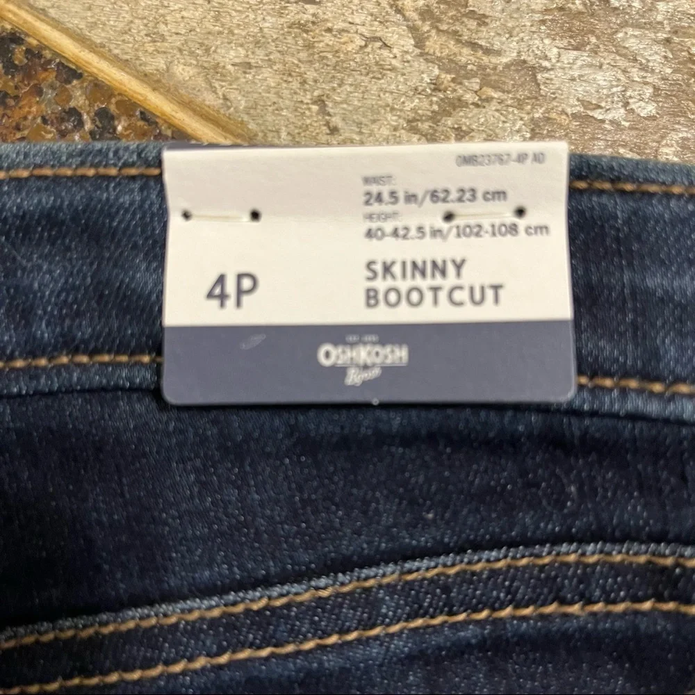 OshKosh Bgosh Skinny Bootcut Dark Denim Adjustable Waist Jeans Girls Size 4P